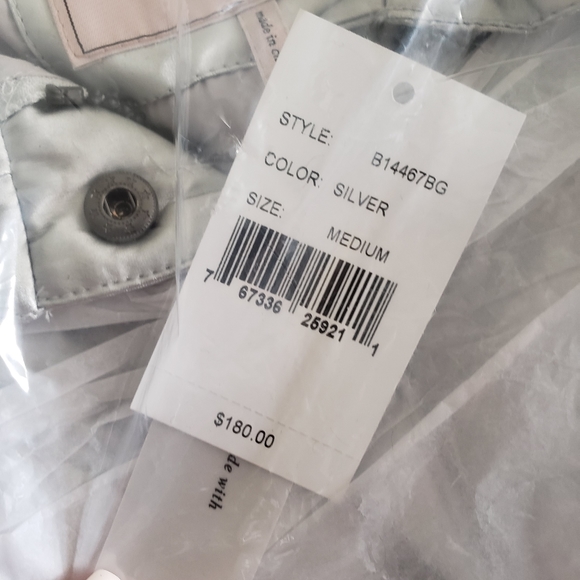 BCBG Generation Hooded Midweight Puffer Silver Jacket Medium - Picture 8 of 10